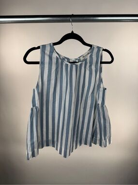 Madewell Blue White Striped Button-Back Tank Top Size XS